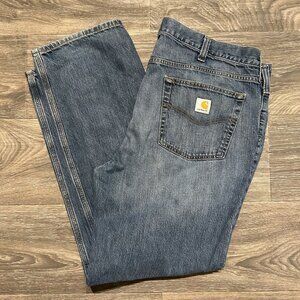 Carhartt Jeans 42x32 Relaxed Fit Straight Denim Medium Wash Workwear Midweight